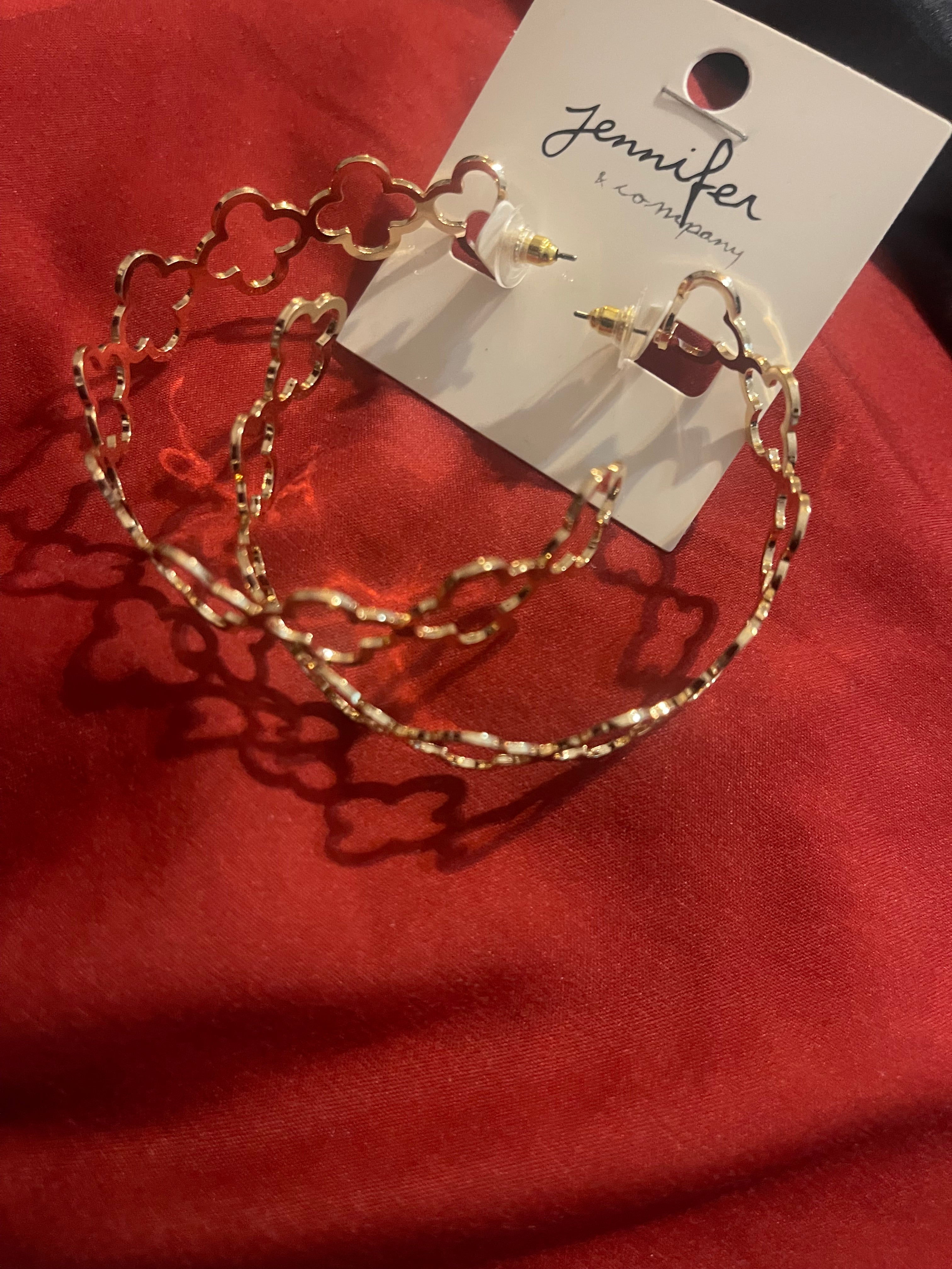 Large Gold Clover Hoop Earrings