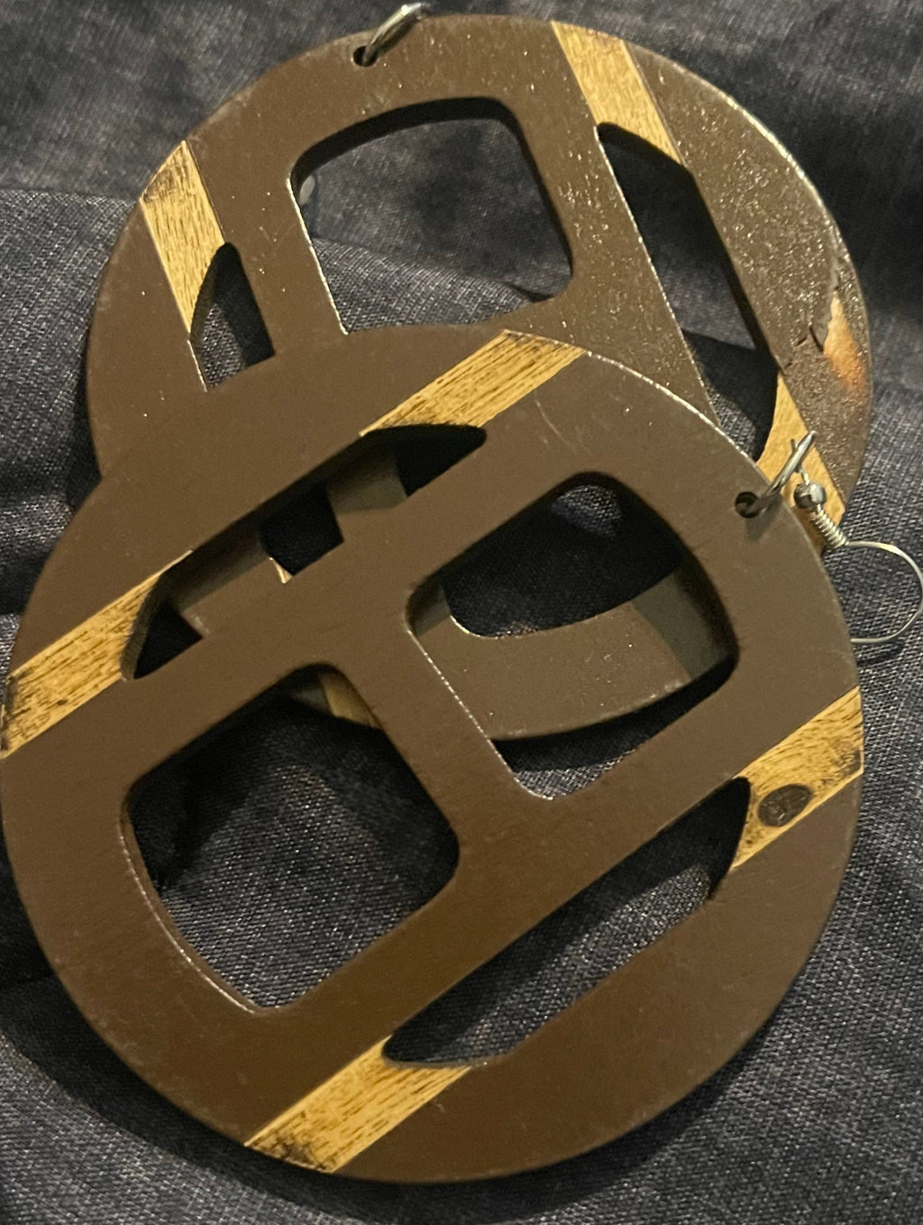 Two-tone Circle Cutout Wood Earrings