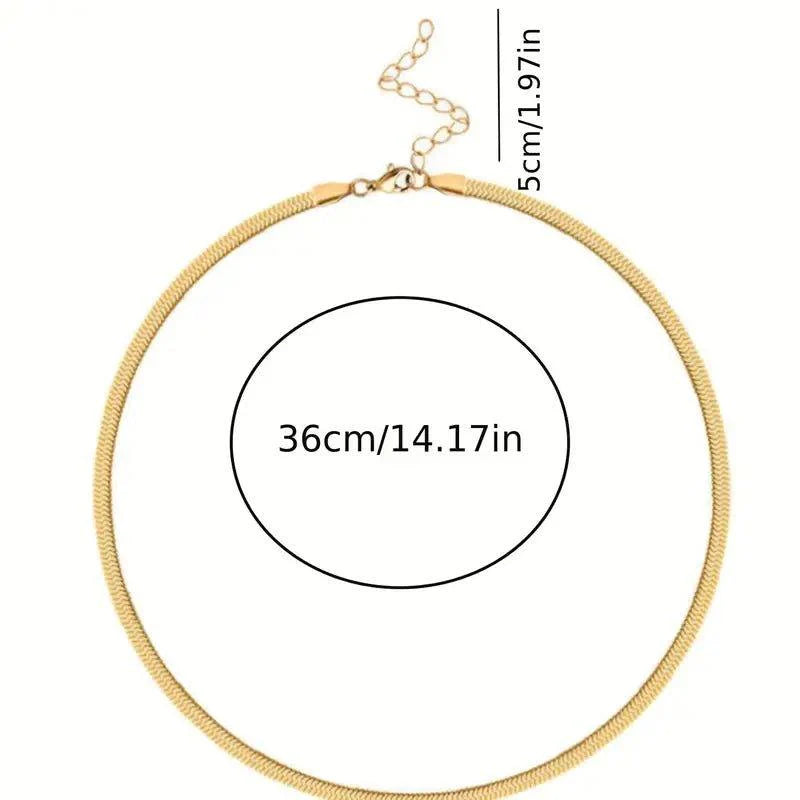 18K Gold Plated Simple Stainless Steel Choker Necklace - Rosmarray Collections, LLC.