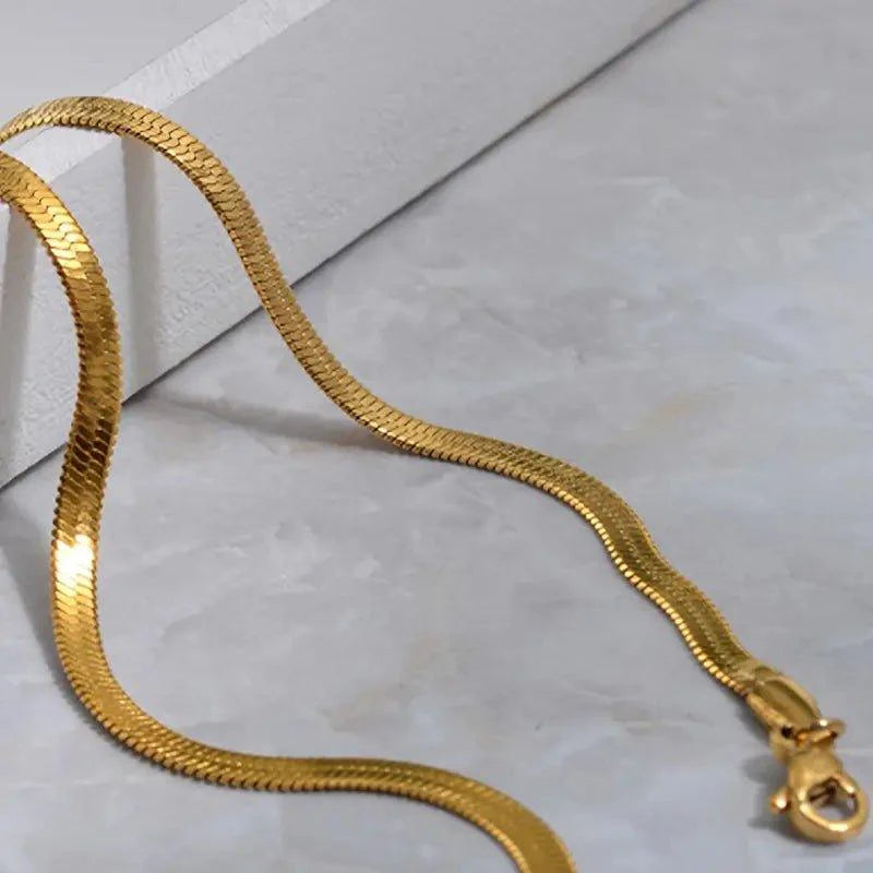 18K Gold Plated Simple Stainless Steel Choker Necklace - Rosmarray Collections, LLC.