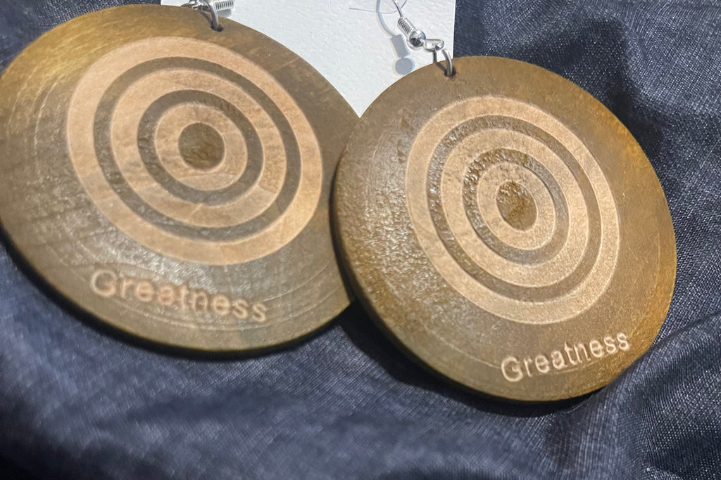 Strong and Greatness Circle Wood Earrings