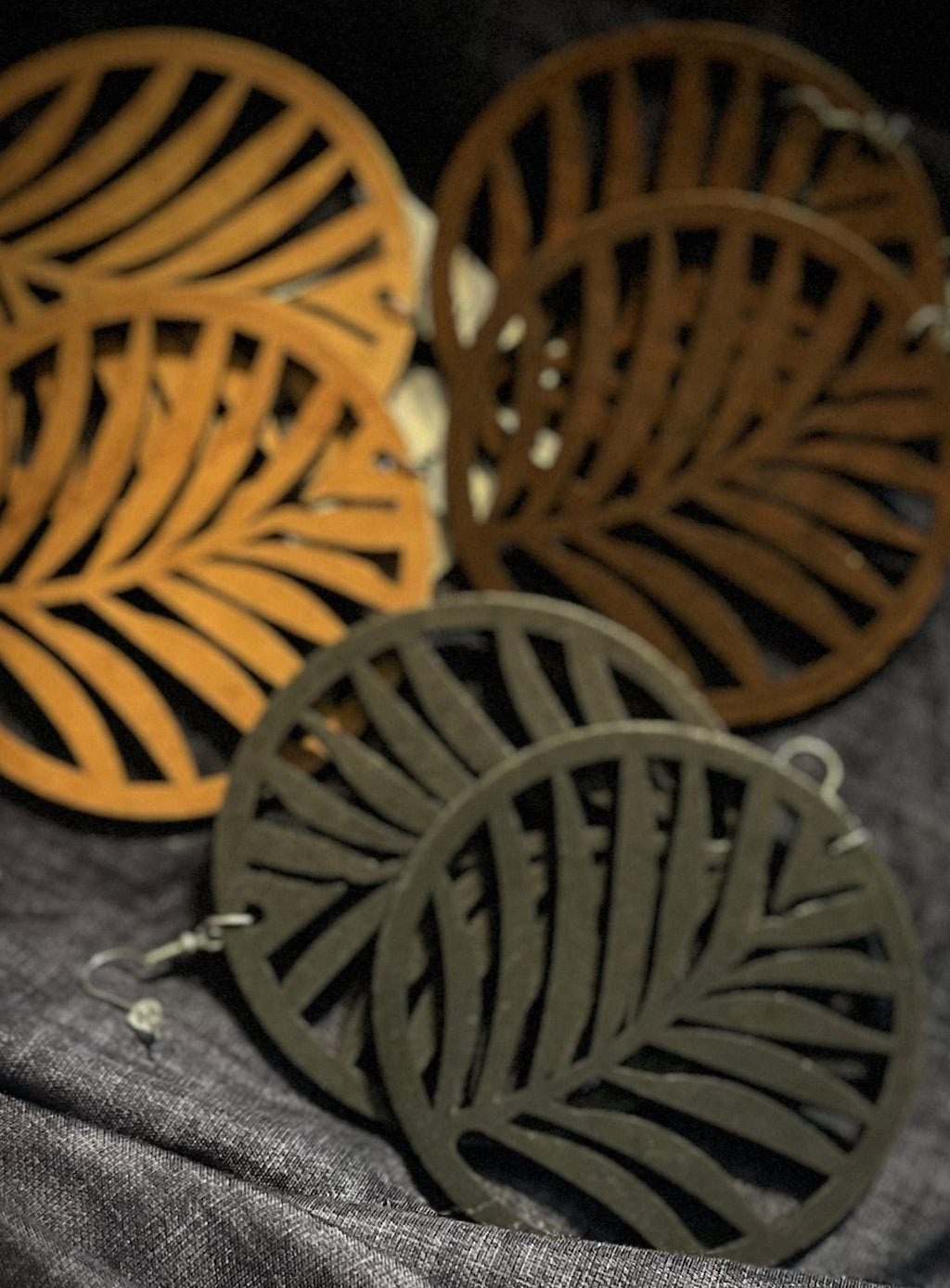 Palm Wood Circle Earrings