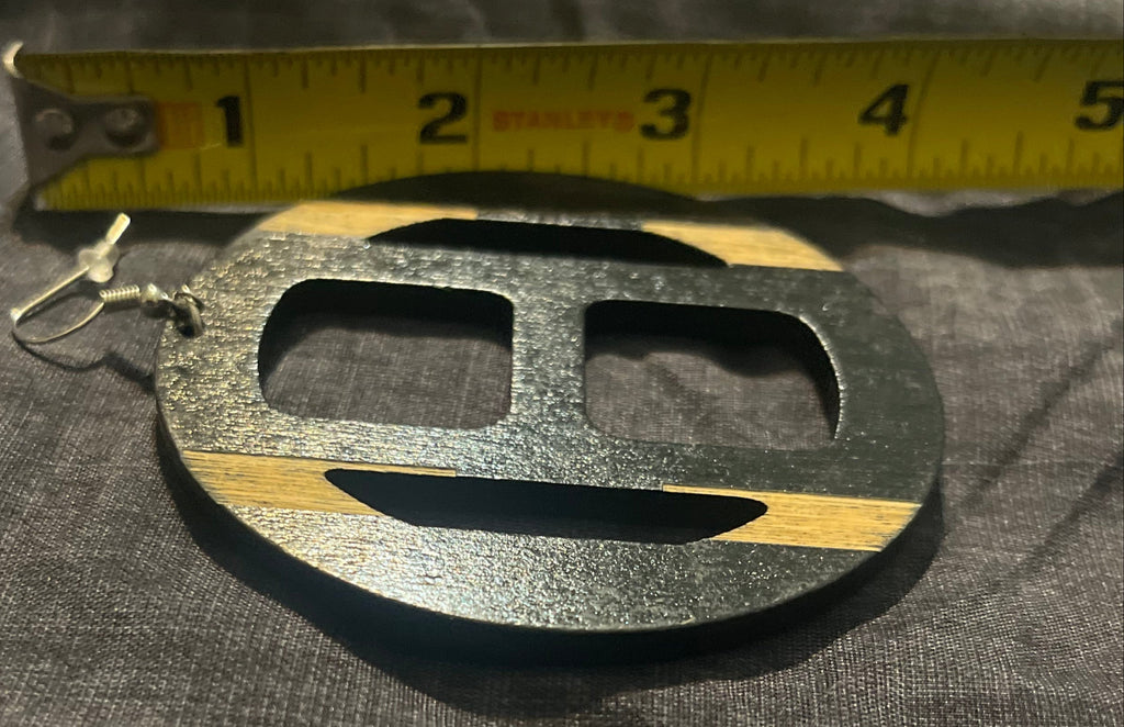 Two-tone Circle Cutout Wood Earrings