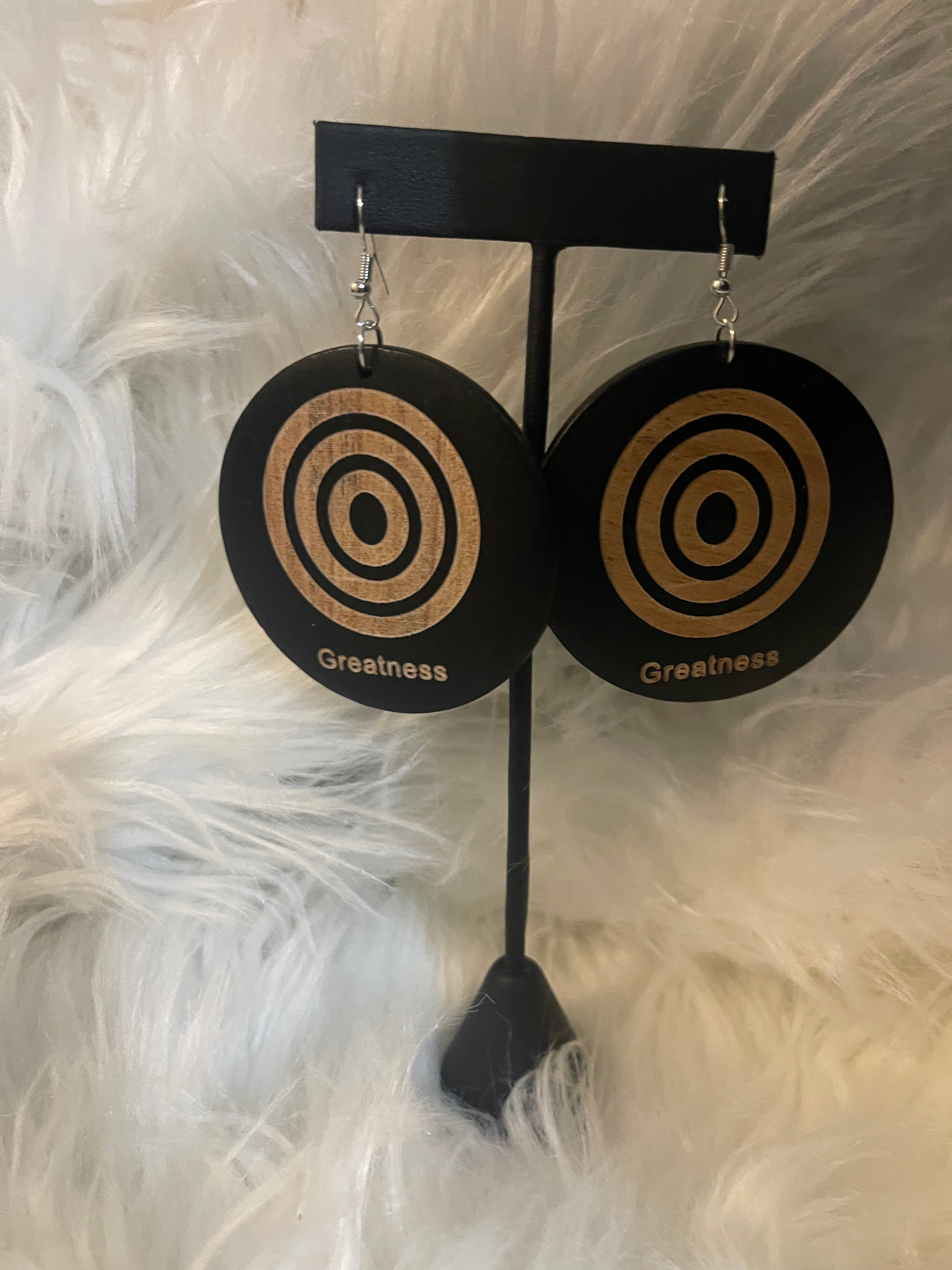 Strong and Greatness Circle Wood Earrings