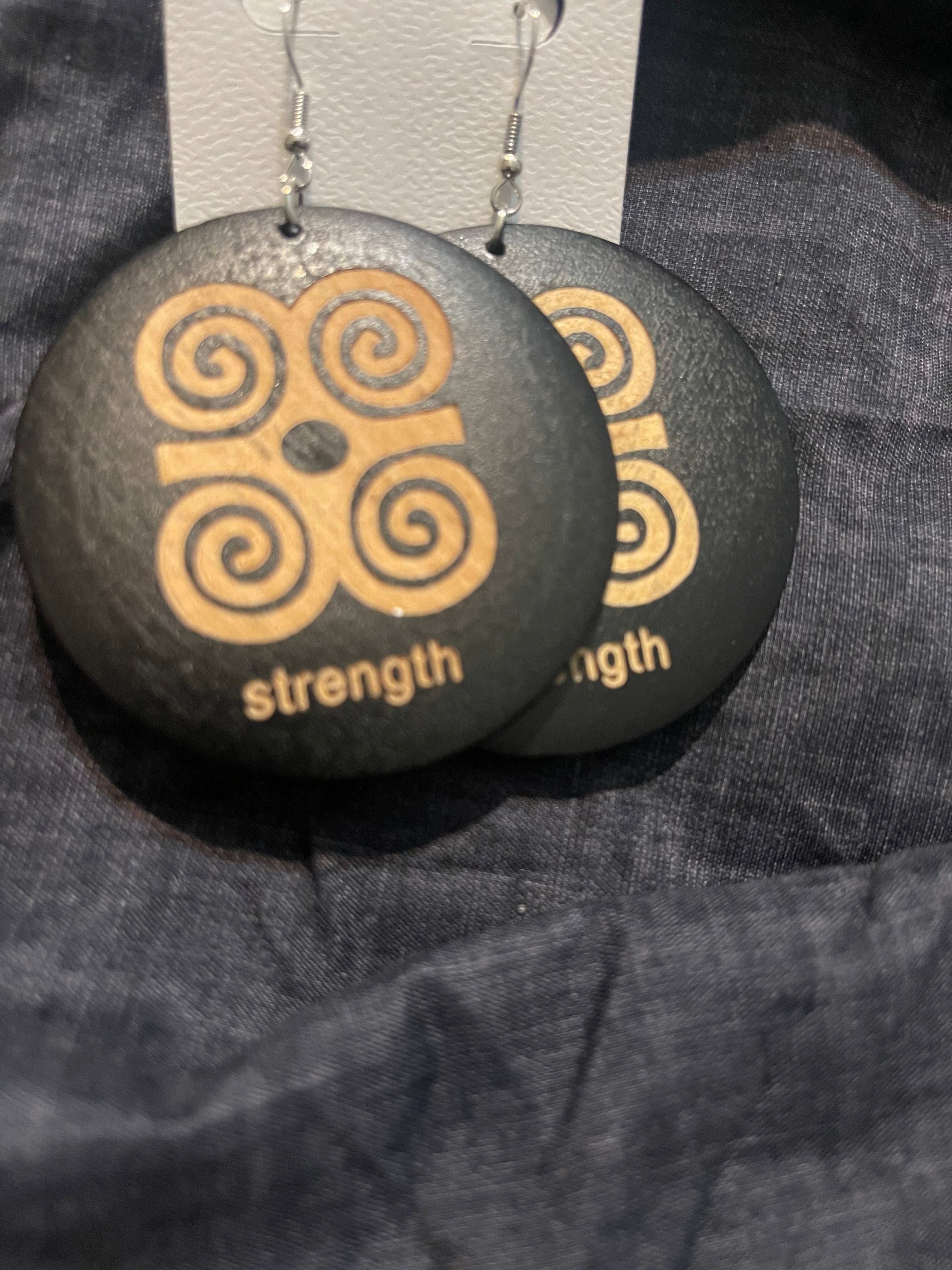 Strong and Greatness Circle Wood Earrings