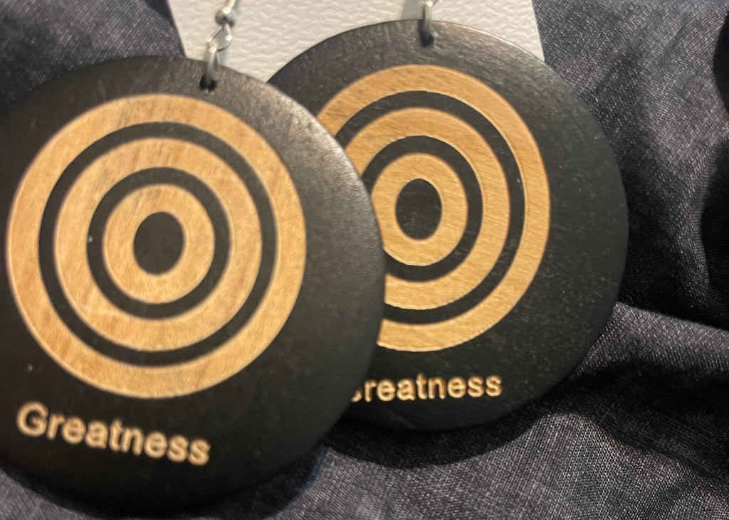 Strong and Greatness Circle Wood Earrings
