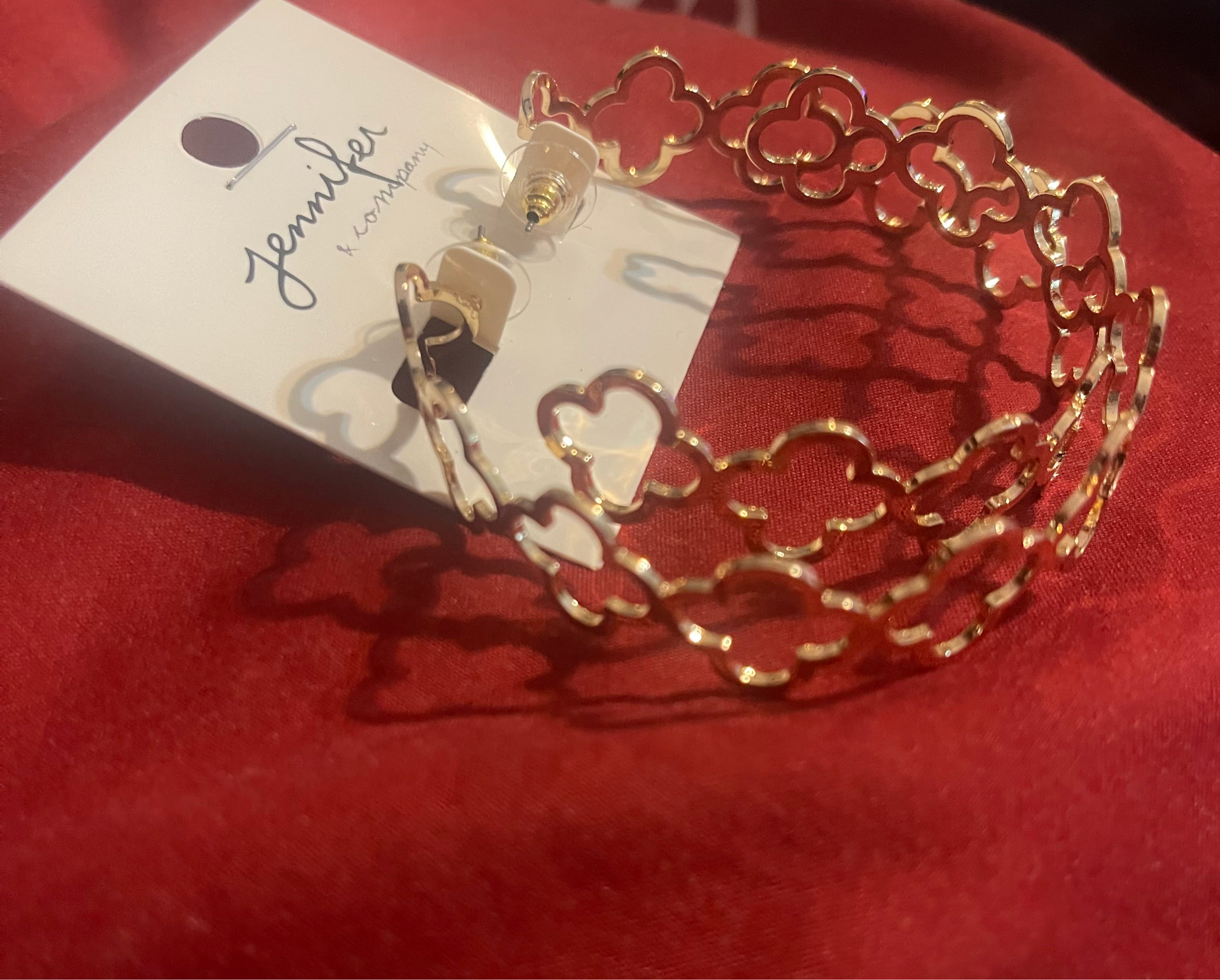 Large Gold Clover Hoop Earrings