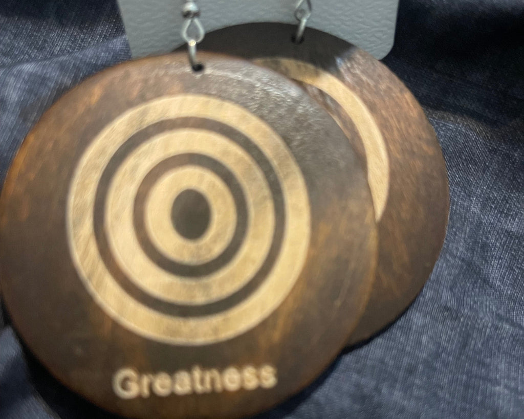 Strong and Greatness Circle Wood Earrings