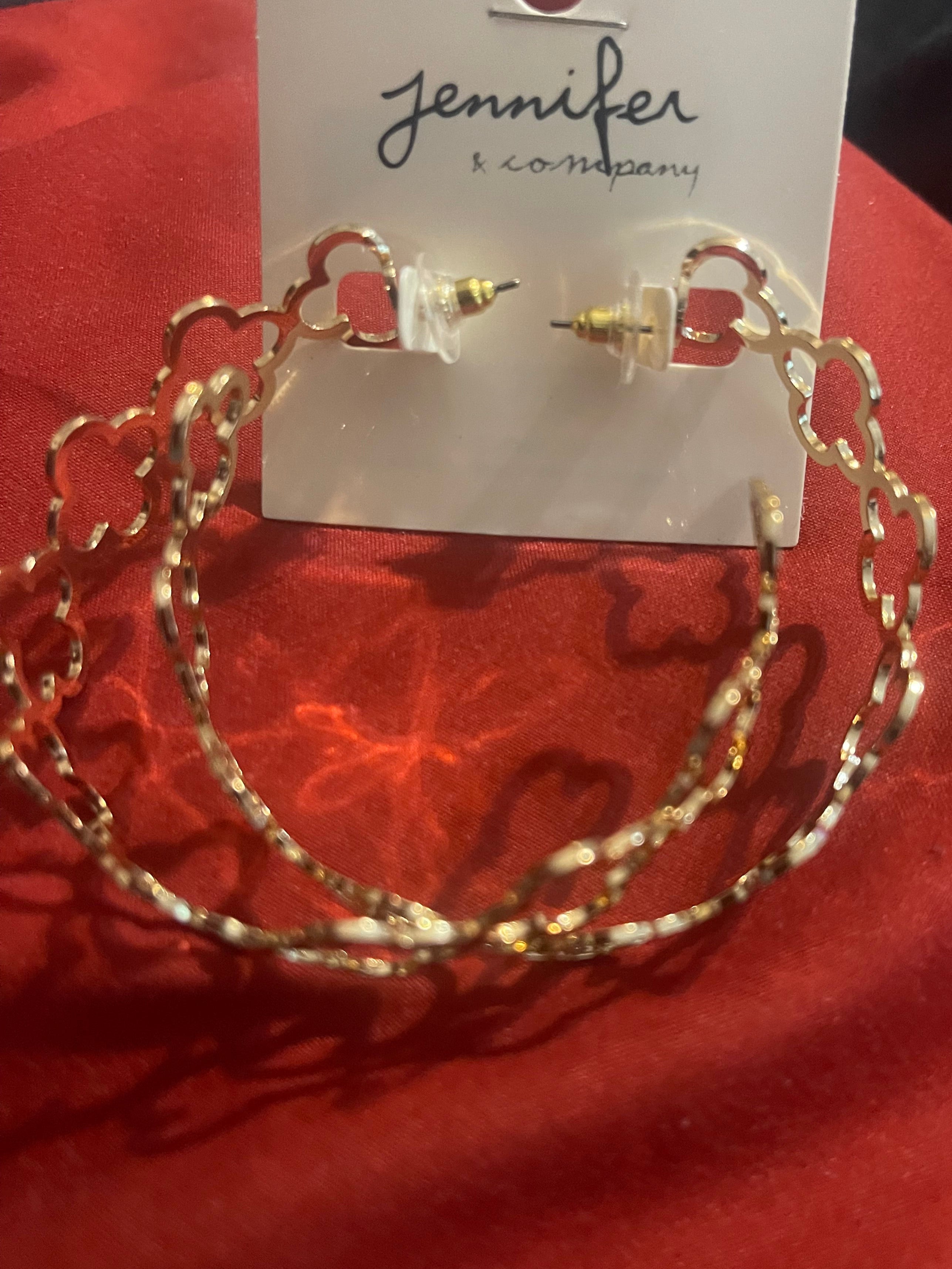 Large Gold Clover Hoop Earrings