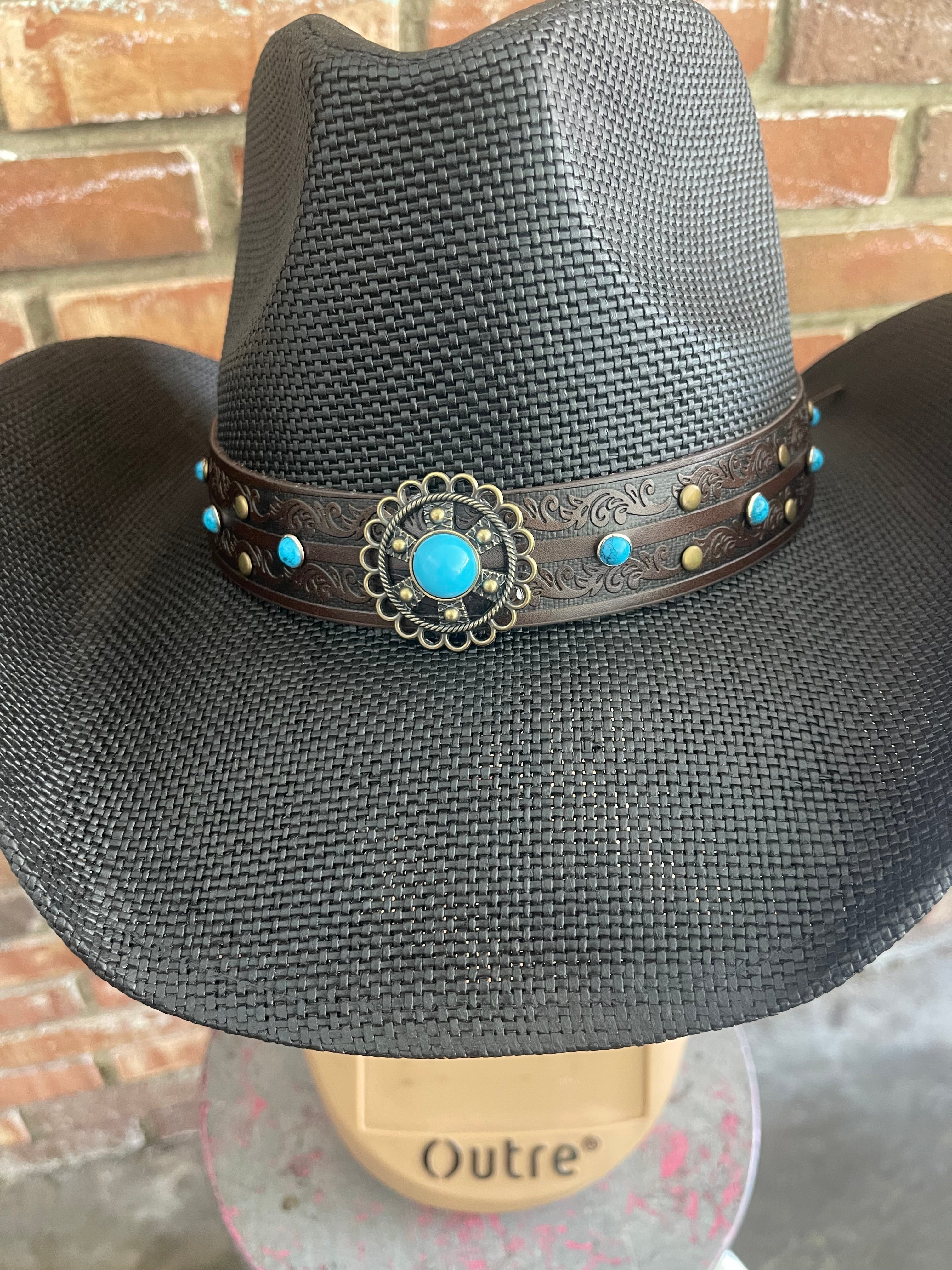 Turquoise Studded Band Cowboy Hat