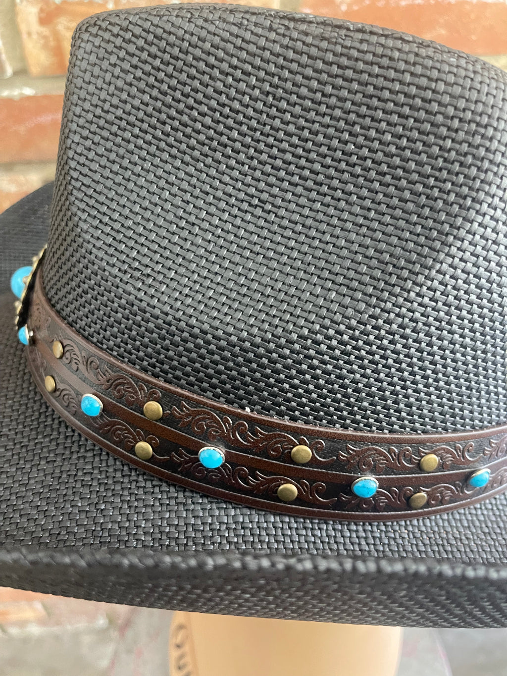 Turquoise Studded Band Cowboy Hat