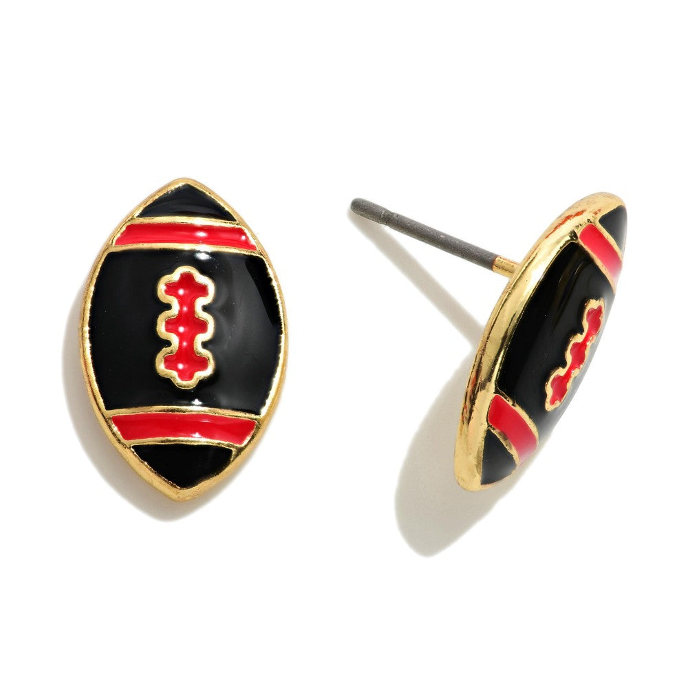 Black and Red Game Day Stud Earrings
