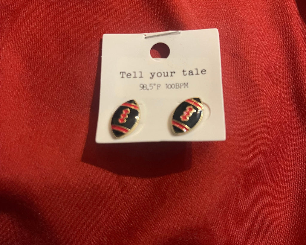 Black and Red Game Day Stud Earrings