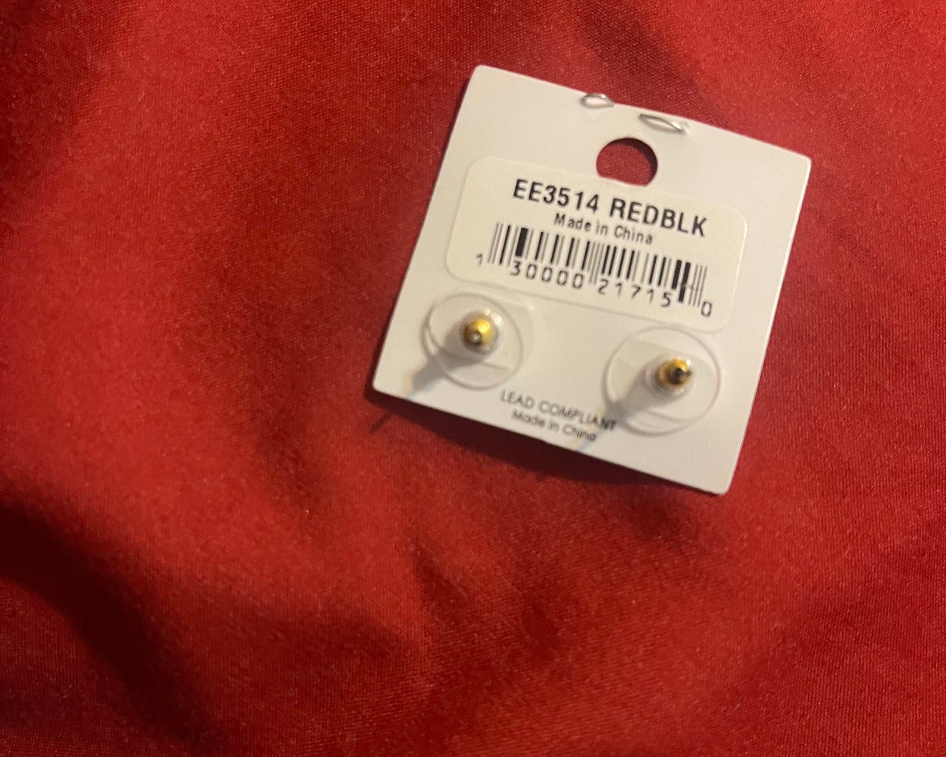 Black and Red Game Day Stud Earrings