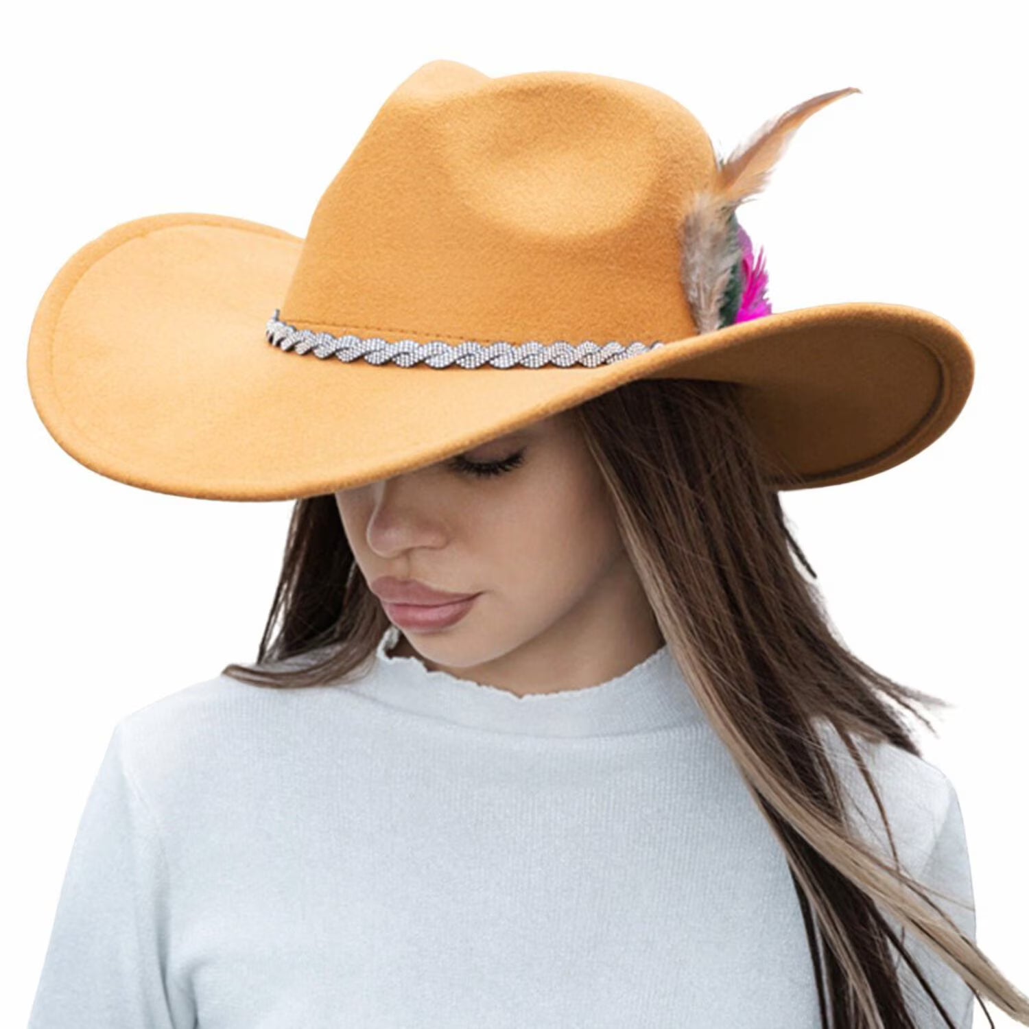 Rhinestone Twisted Band Fedora Hat