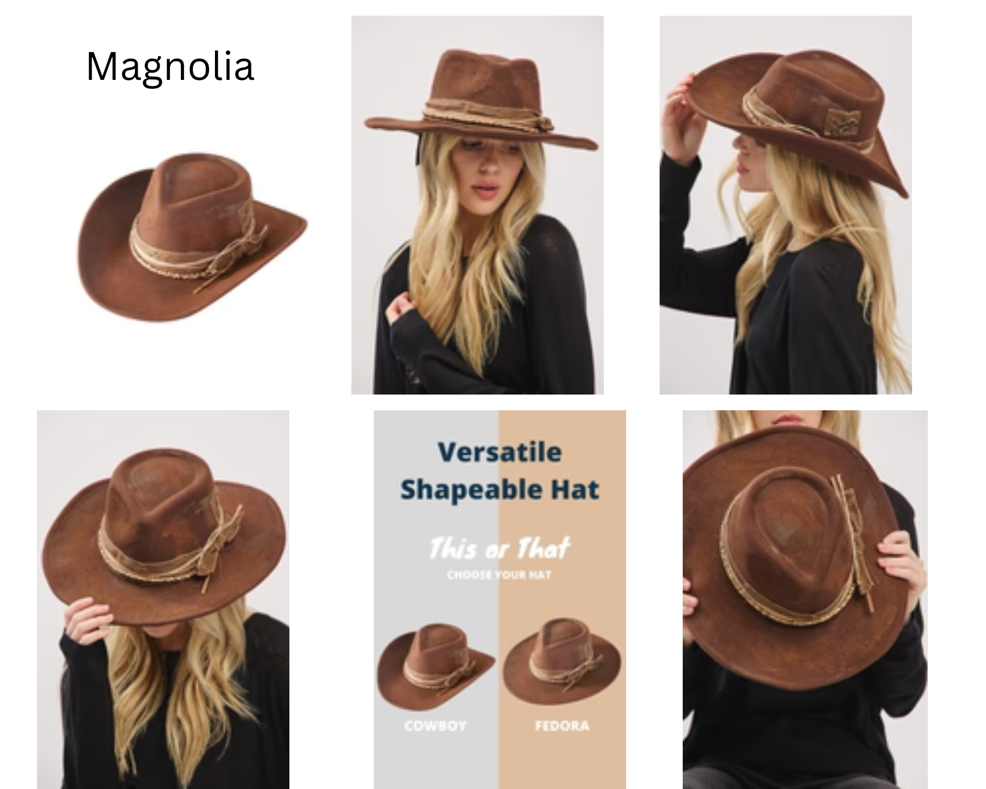 STYLINE Heritage Worn Shapable Cowboy/Fedora Hat