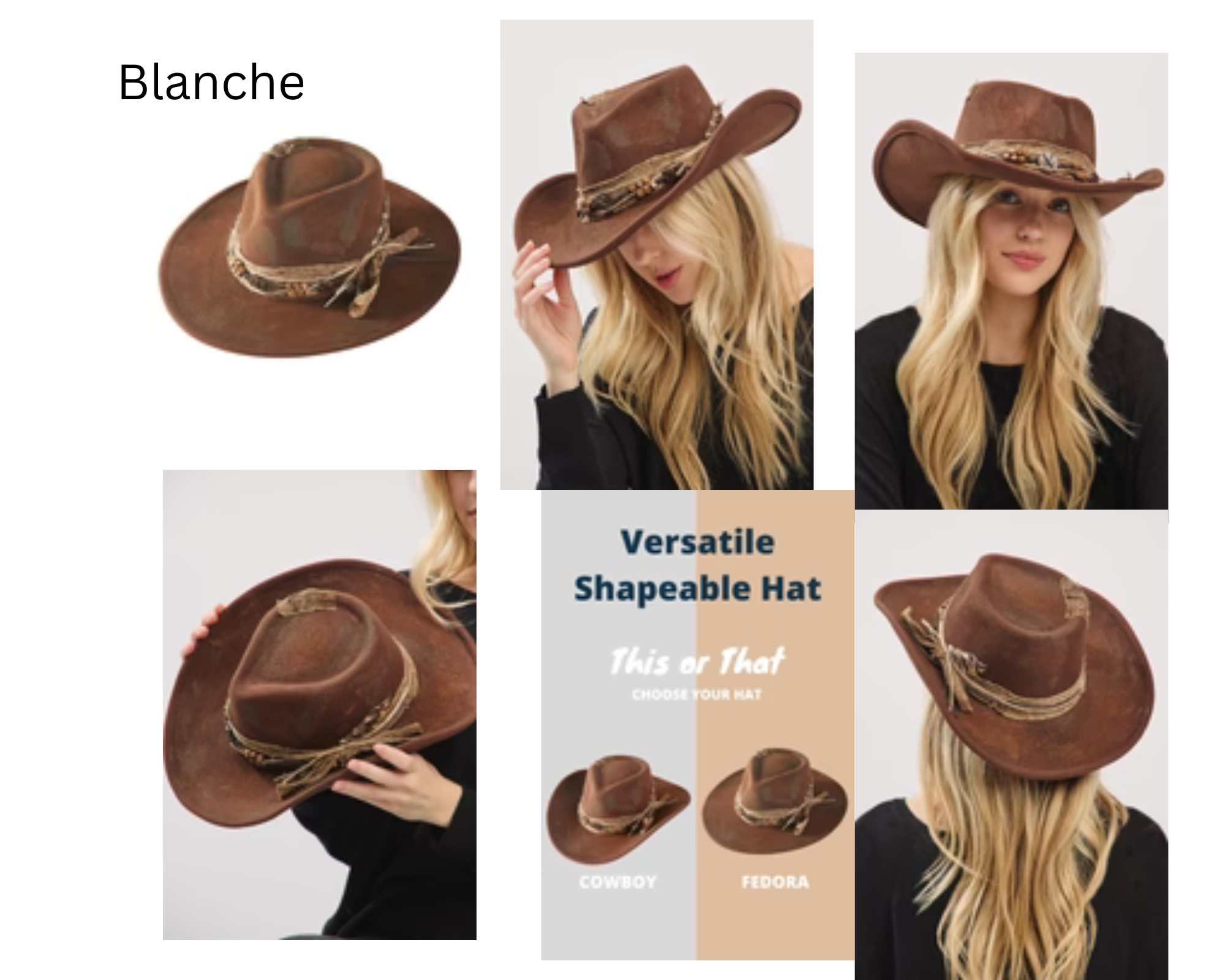 STYLINE Heritage Worn Shapable Cowboy/Fedora Hat