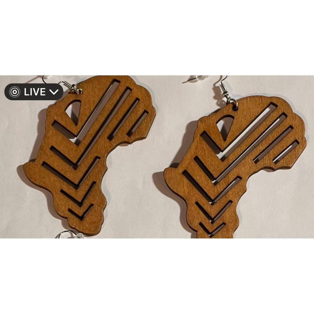 Africa Carved Pattern Wood Earrings - Rosmarray Collections, LLC.