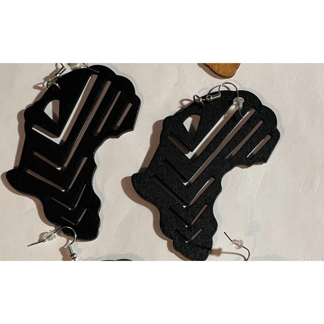 Africa Carved Pattern Wood Earrings - Rosmarray Collections, LLC.