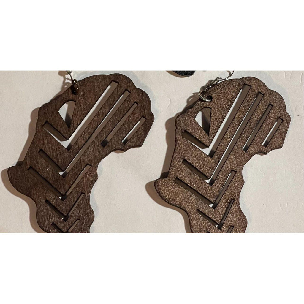 Africa Carved Pattern Wood Earrings - Rosmarray Collections, LLC.