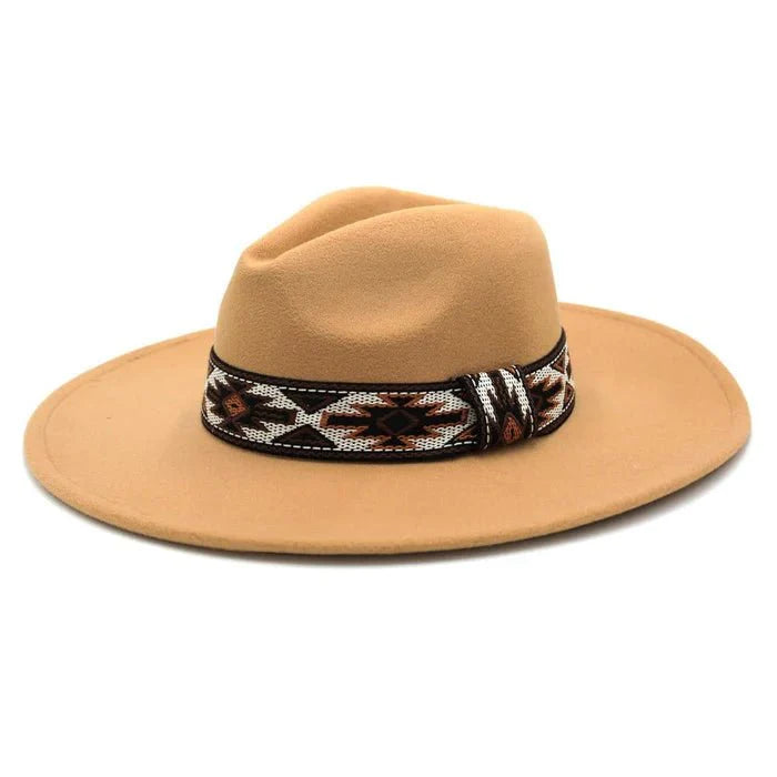Aztec Band Felt Fedora Hat - Rosmarray Collections, LLC.