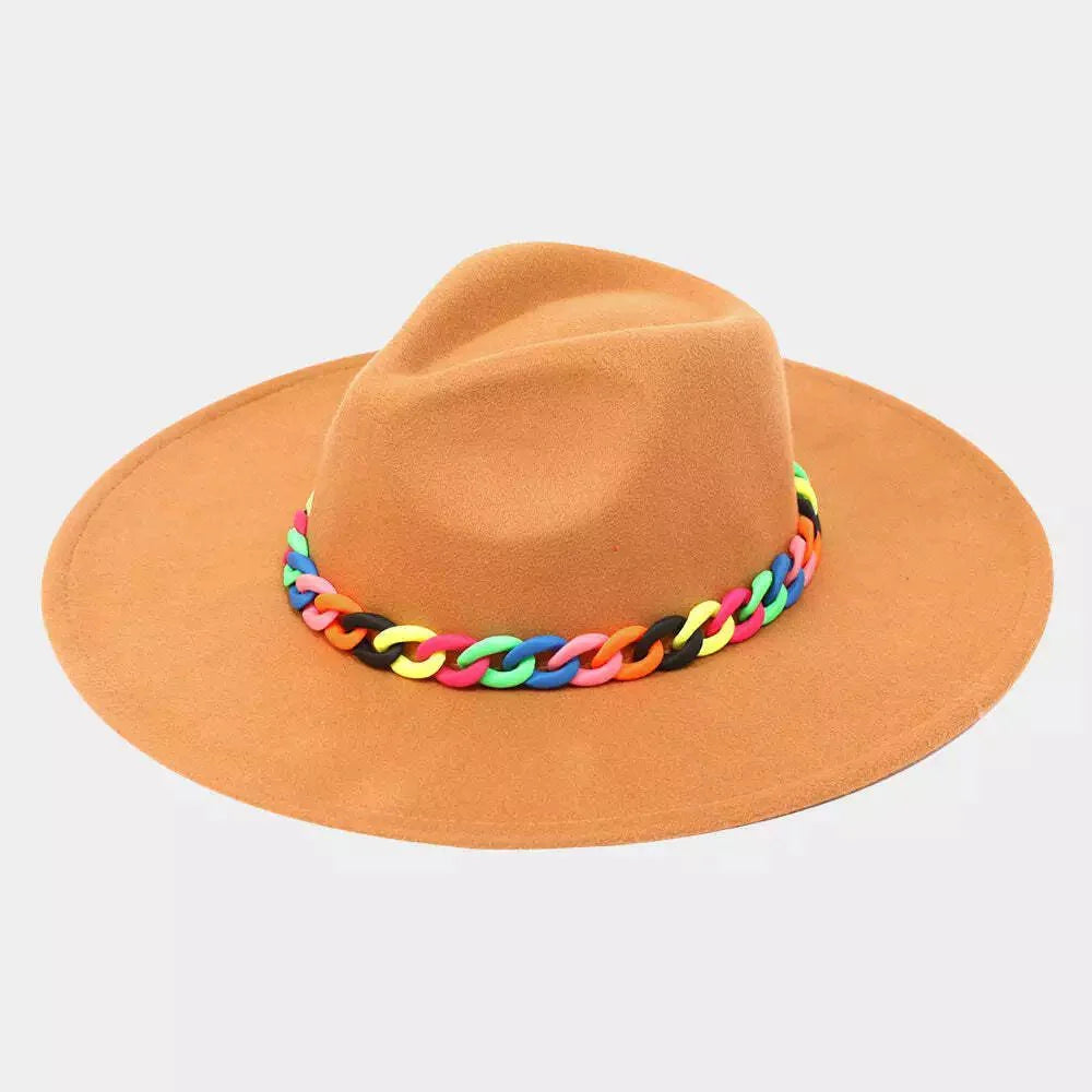 Colorful Chain Panama Fedora Hat - Rosmarray Collections, LLC.