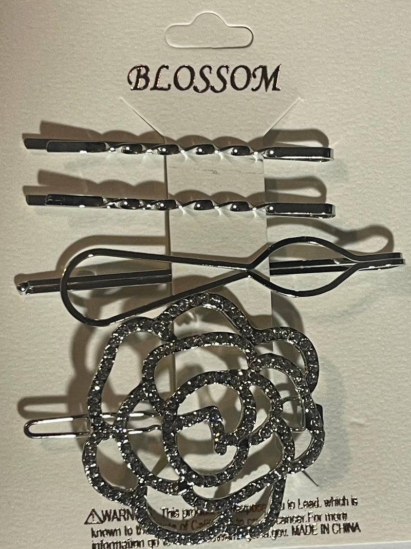 Flower Rhinestone Hair Clips - Rosmarray Collections, LLC.