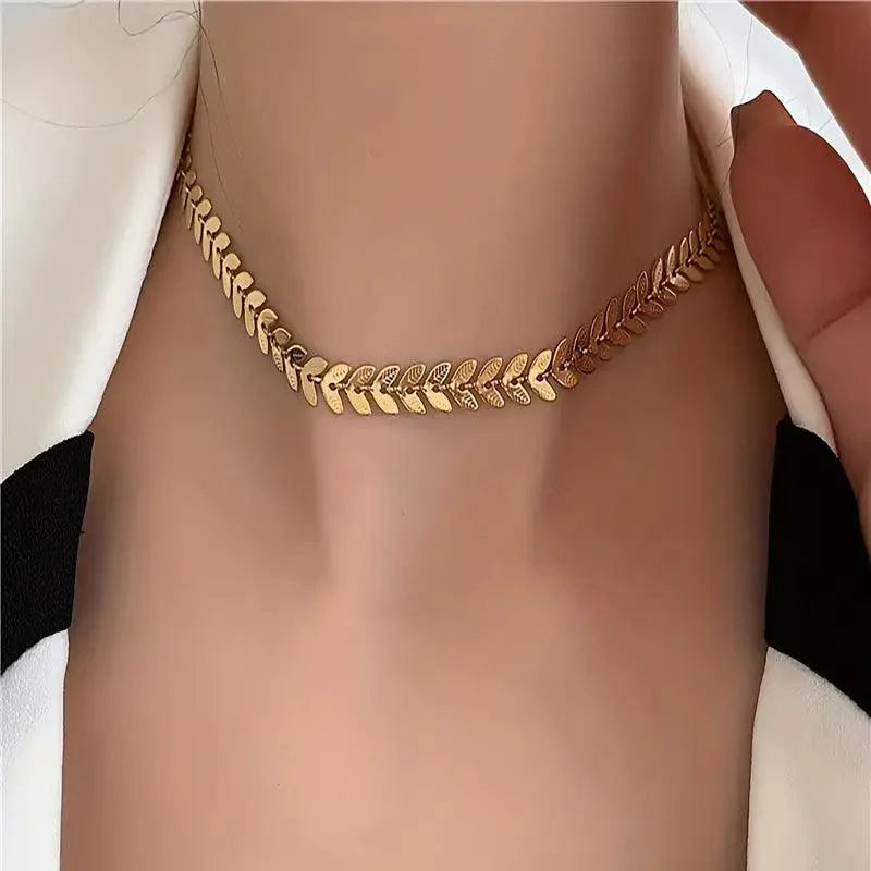 Leaf Shaped Stainless Steel Necklace - Rosmarray Collections, LLC.