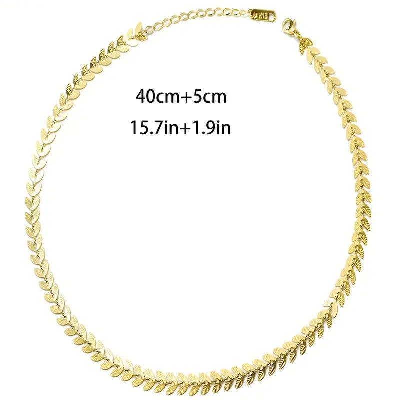 Leaf Shaped Stainless Steel Necklace - Rosmarray Collections, LLC.