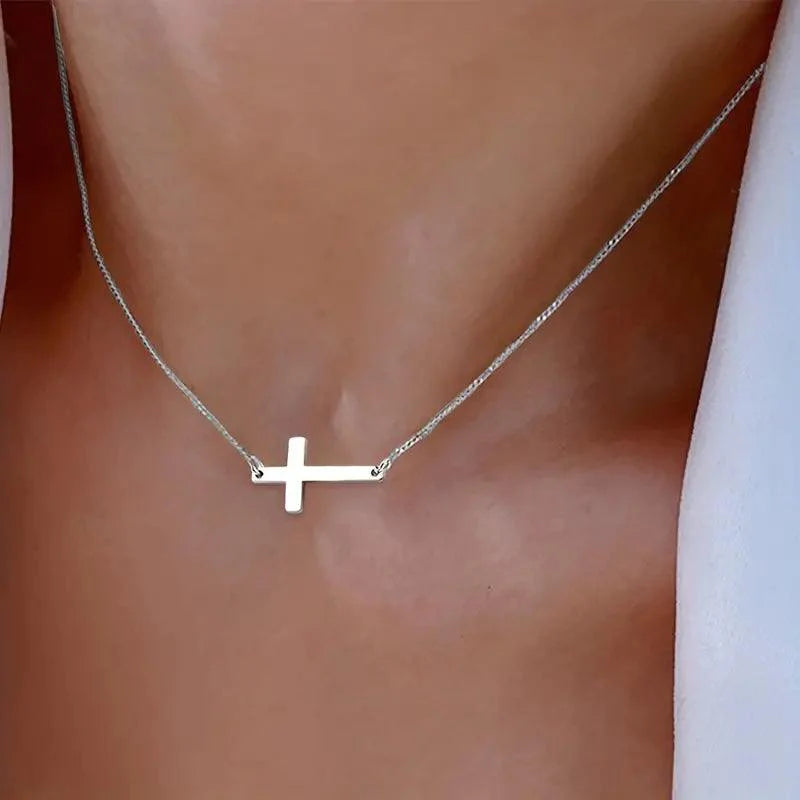 Minimalist Stainless Steel Cross Necklace - Rosmarray Collections, LLC.
