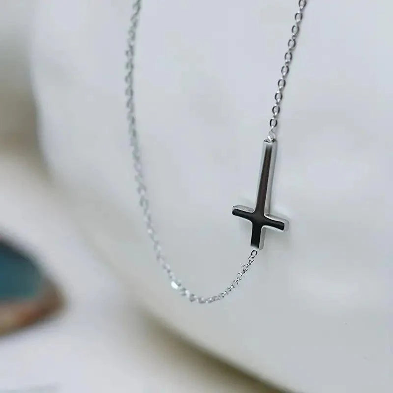 Minimalist Stainless Steel Cross Necklace - Rosmarray Collections, LLC.