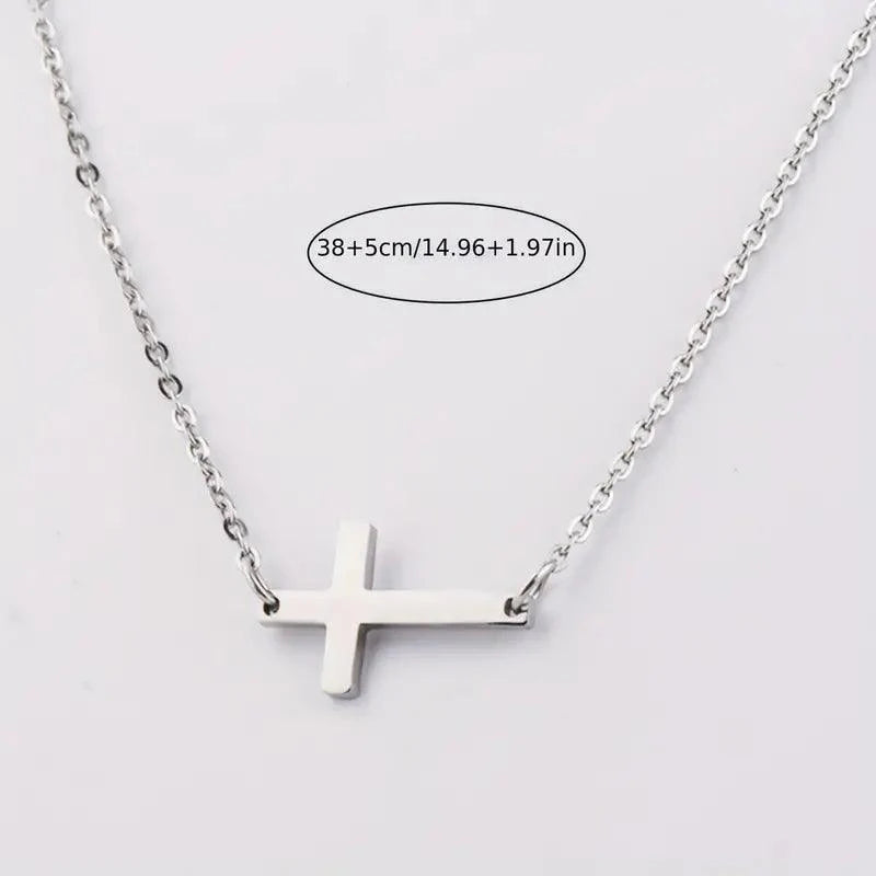 Minimalist Stainless Steel Cross Necklace - Rosmarray Collections, LLC.