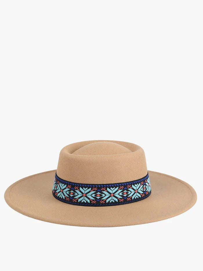 Mirta Aztec Trim Wide Brim Fedora - Rosmarray Collections, LLC.